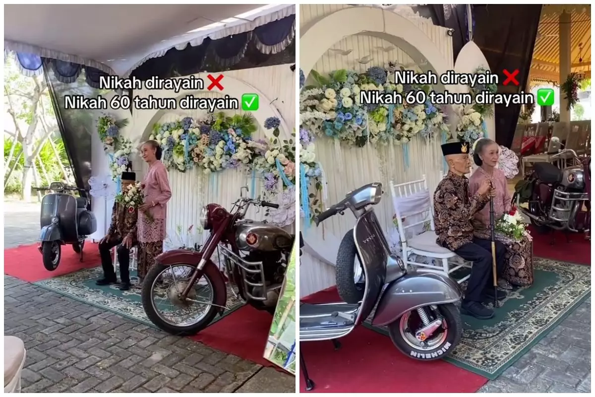 Rayakan anniversary pernikahan ke-60, pasangan lansia ini gelar pesta mewah bak resepsi nikahan