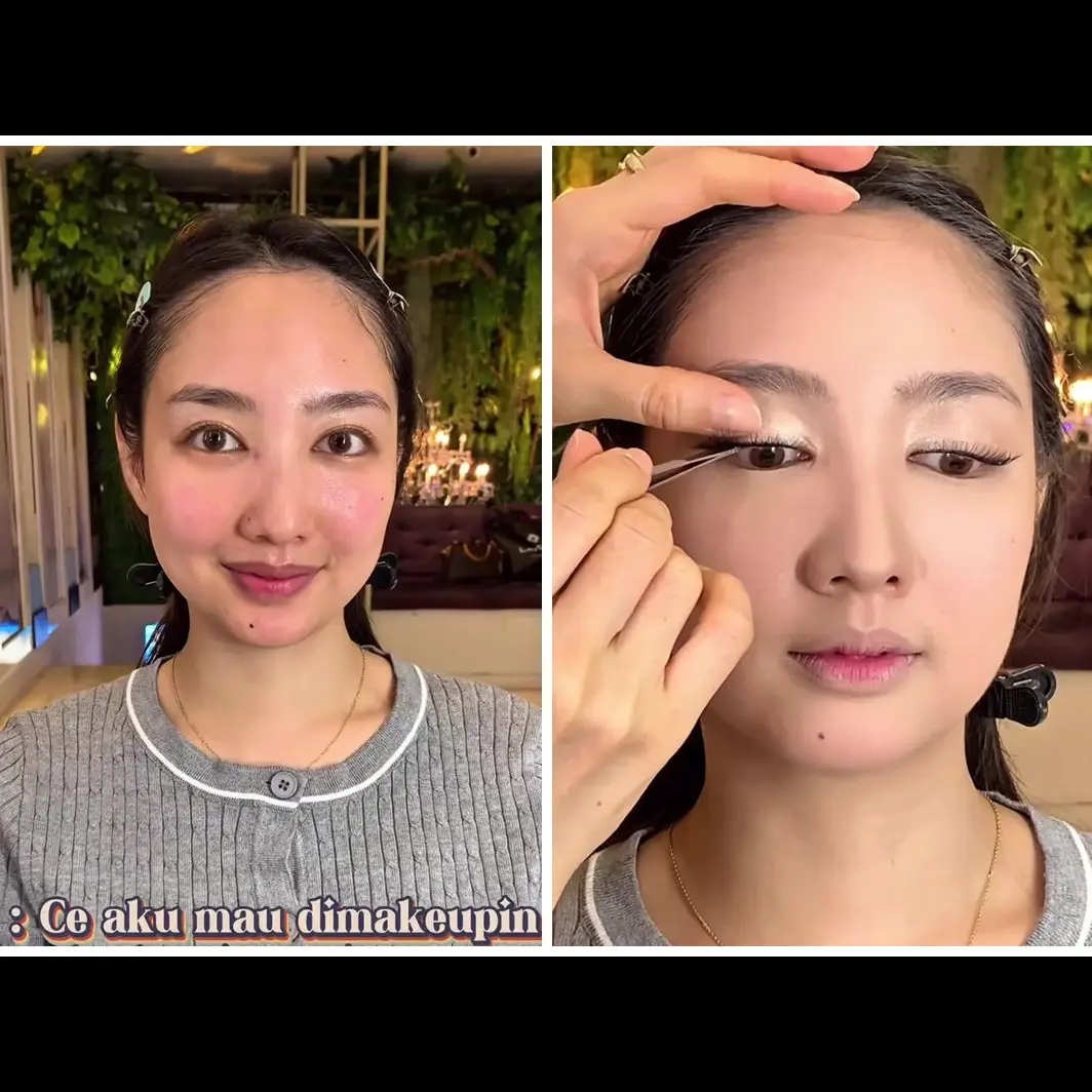 MUA 'sulap' cewek mata bulat dirias douyin ini endingnya malah mirip Barbie, eye looknya bikin takjub
