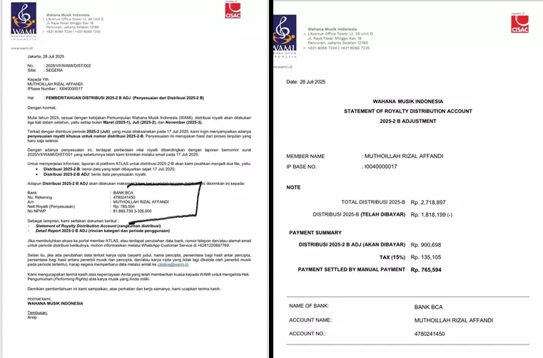 Ari Lasso protes salah transfer royalti © 2025 Instagram