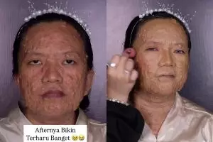 Makeup bikin glow-up, transformasi cewek dengan kulit bertekstur dirias soft ini auto jadi pangling
