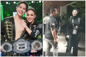 Saling dukung El Rumi tanding tinju, ini 7 potret Mulan Jameela keciduk salaman dengan Maia Estianty