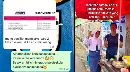 Pedagang gratiskan dagangan untuk siswa berprestasi © 2025 TikTok