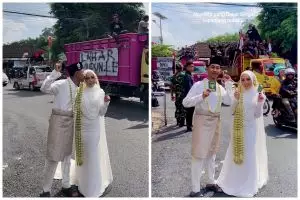 Pasangan pengantin di Pati ini jadikan aksi demo sebagai latar foto pernikahan, intip 7 potretnya