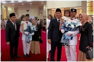 Gagal seleksi nasional, putra Denny Cagur jadi Paskibraka Banten, ini 9 momen pengukuhannya