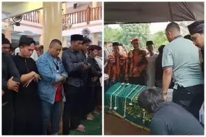 9 Potret momen pemakaman Mpok Alpa, tangis pilu suami antarkan istri ke peristirahatan terakhir