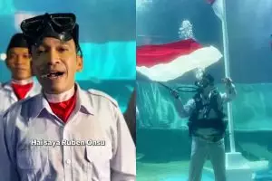 Cuma latihan 2 kali, Ruben Onsu ungkap tantangan kibarkan bendera di akuarium hiu, butuh tenaga ekstra