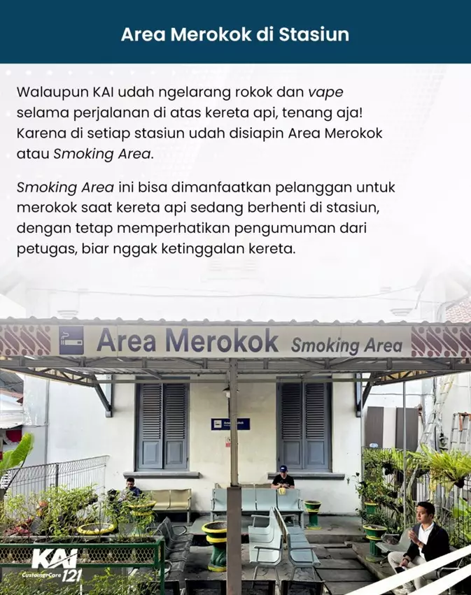 KAI tegaskan tak ada ruang merokok © Instagram