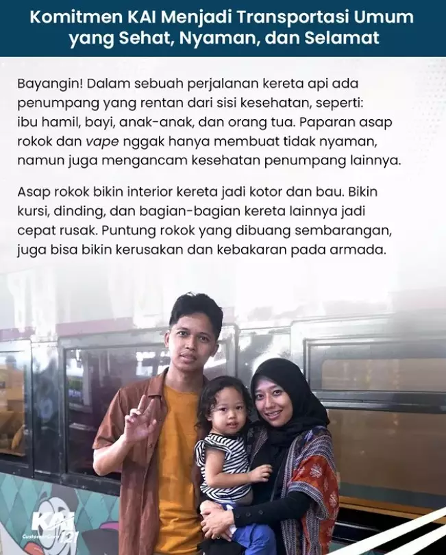 KAI tegaskan tak ada ruang merokok © Instagram