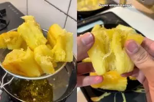 Tak harus direbus atau dikukus dulu, singkong goreng bisa empuk merekah dengan cara praktis ini