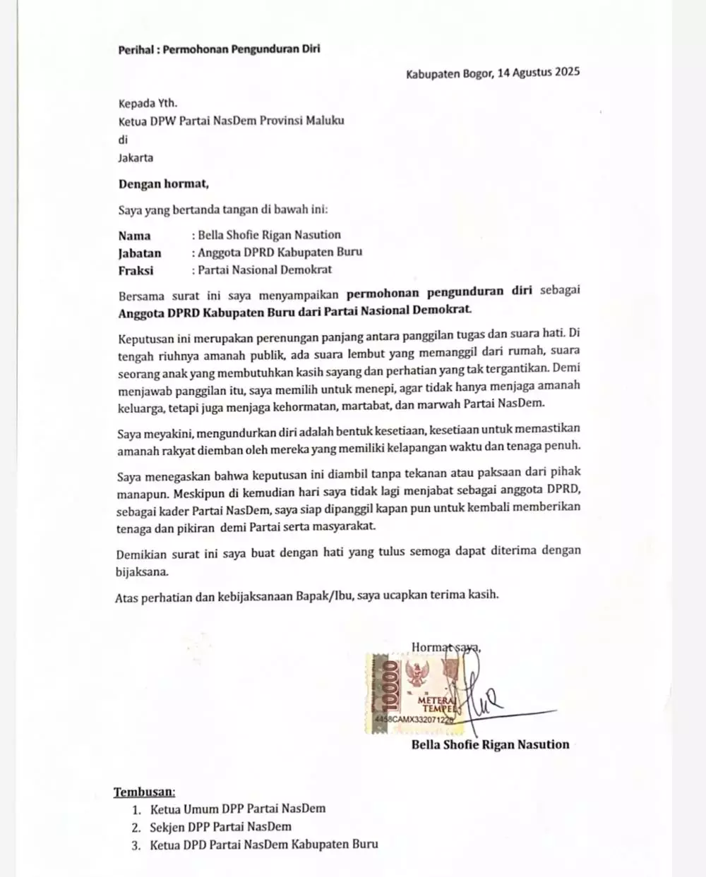 Bella Shofie mundur dari anggota DPRD © Instagram