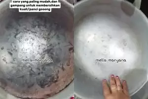 Hanya dengan 2 bahan dapur saja, kuali gosong dan berkerak hitam bisa kinclong lagi, begini caranya 