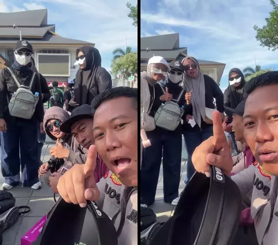 Polisi ajak sekeluarga demo DPR © 2025 Instagram Polisi ajak sekeluarga demo DPR © 2025 Instagram