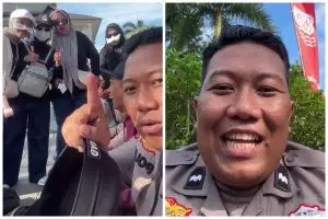 Agak lain, aksi polisi justru ajak keluarganya ikut demo anggota DPR ini bikin ngakak