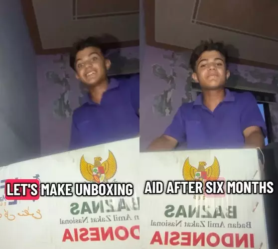 pemuda Palestina ini bagikan momen unboxing © TikTok pemuda Palestina ini bagikan momen unboxing © TikTok