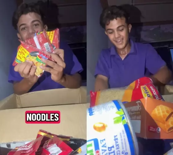 pemuda Palestina ini bagikan momen unboxing © TikTok pemuda Palestina ini bagikan momen unboxing © TikTok