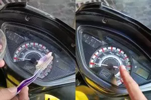 Cuma butuh 30 menit, kaca speedometer kusam dan retak jadi bening lagi bermodal 1 bahan dapur