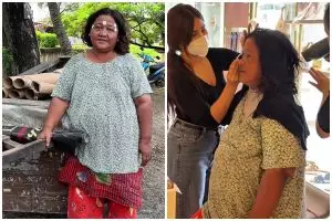 Viral emak-emak berpenampilan lusuh dimakeover, hasilnya manglingi pol jadi kayak sosialita