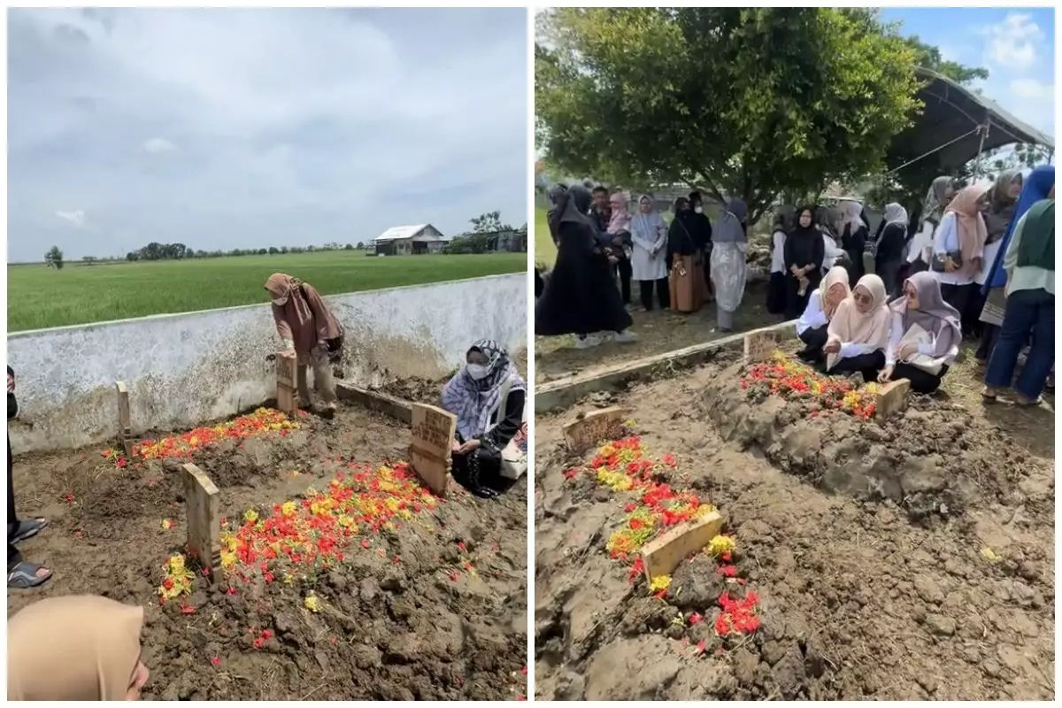 7 Momen pemakaman keluarga korban pembunuhan di Indramayu, isak tangis iringi penguburan