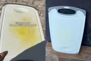 Tak perlu repot dicuci, ini cara hempaskan noda kunyit di talenan plastik tanpa bahan pembersih apapun