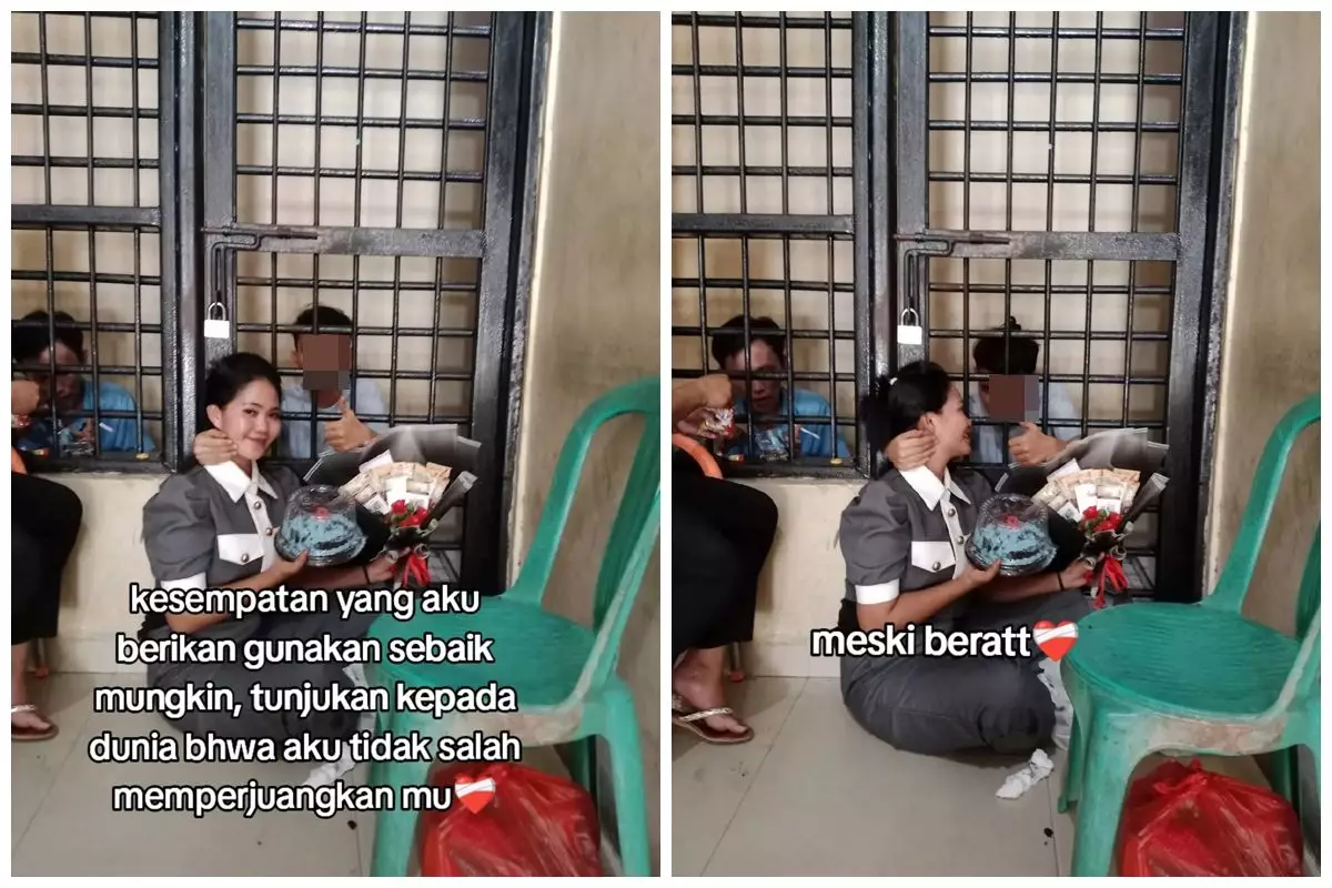 Wanita ini beri kejutan ulang tahun suami di lapas, alasannya tetap bertahan bikin haru