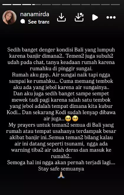 rumah Nana Mirdad terdampak banjir Bali © Instagram rumah Nana Mirdad terdampak banjir Bali © Instagram