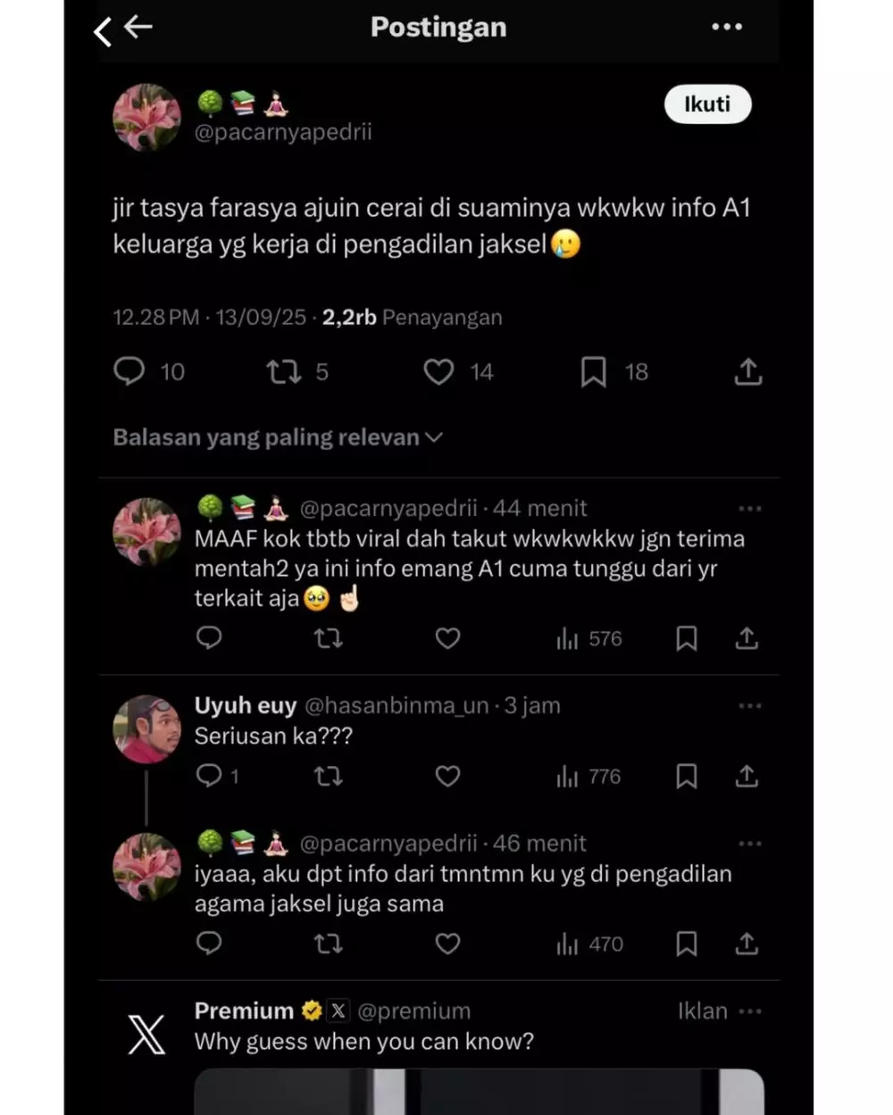 Postingan spekulasi keretakan rumah tangga Tasya Farasya © 2025 brilio.net