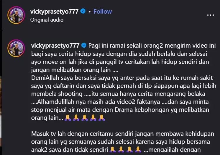 Vicky kesenggol curhatan Kalina Octaranny © Instagram Vicky kesenggol curhatan Kalina Octaranny © Instagram