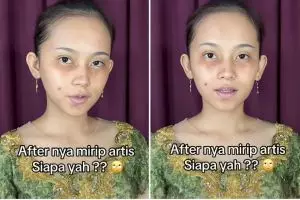 Tutorial makeup semi-bold bikin cewek lazy eyes auto glow up, transformasinya jadi mirip Mahalini
