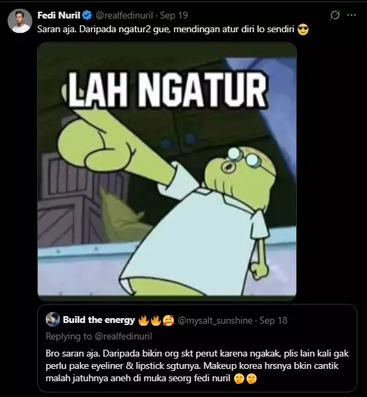 Fedi Nuril beri respons menohok pakai celak © X