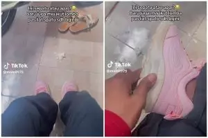 Momen kocak wanita mau lomba tapi malah dibikin shock sama sepatu sendiri, warganet sebut 'kasut brem'