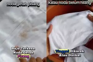 Trik praktis menghilangkan noda getah pisang di baju putih, cuma perlu modal bahan dapur ini 