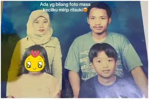 Foto masa kecil wanita ini disebut mirip Ritsuki, warganet malah gagal fokus sama sosok si ayah