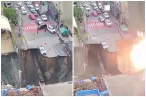 Detik-detik mencekam muncul sinkhole di Bangkok Thailand, ini 9 potretnya, tanah amblas sedalam 50 M