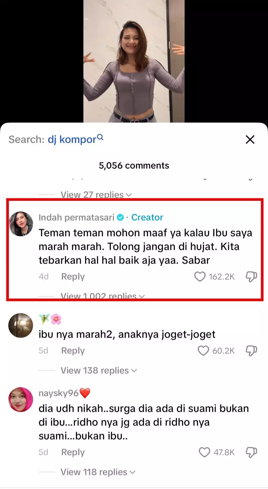  Indah Permatasari bela sang ibu © TikTok