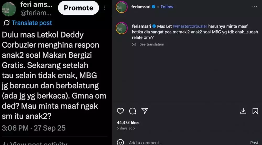 Deddy Corbuzier minta maaf soal MBG © berbagai sumber Deddy Corbuzier minta maaf soal MBG © berbagai sumber