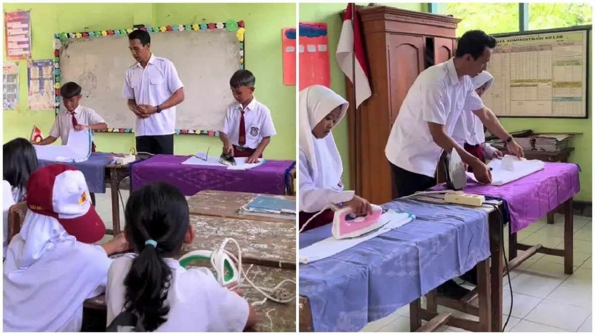 Tolak budaya patriarki, guru ajarkan siswa SD skill dasar menyetrika, tuai apresiasi para orang tua