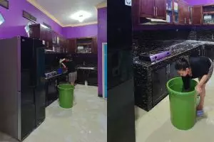 Cara wanita bersihkan perabot dapurnya ini di luar kebiasaan banyak orang, warganet peringatkan bahaya