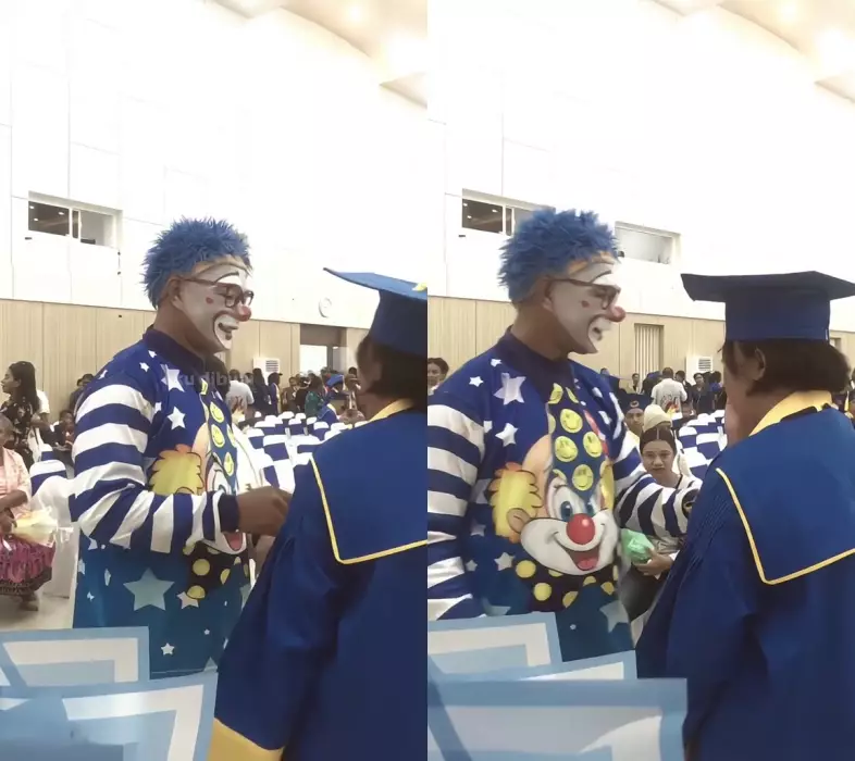 Ayah datang ke wisuda anak pakai kostum badut © 2025 TikTok Ayah datang ke wisuda anak pakai kostum badut © 2025 TikTok