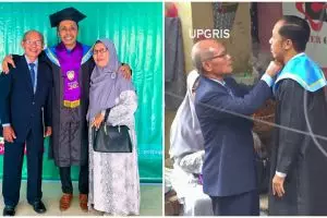 9 Potret Furry Setya wisuda S-1 usai 15 tahun kuliah, momennya didampingi orang tua bikin haru