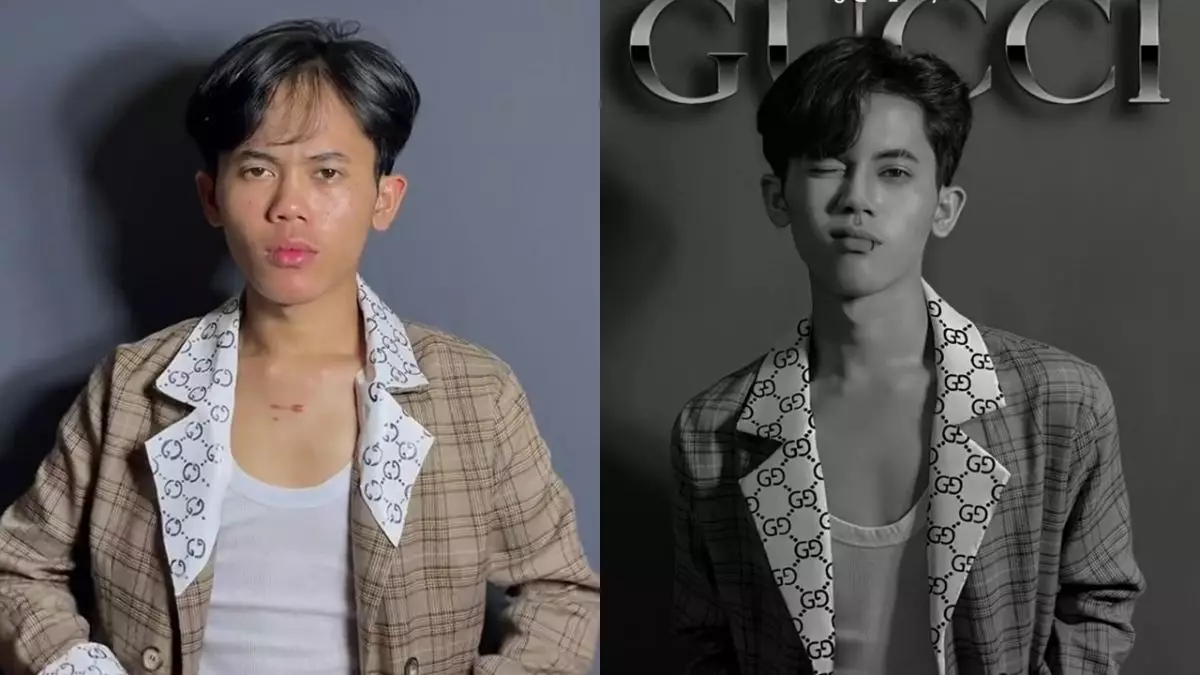  Tak perlu barang mewah, pria ini ubah kertas kado jadi outfit Gucci, transformasinya bak top model