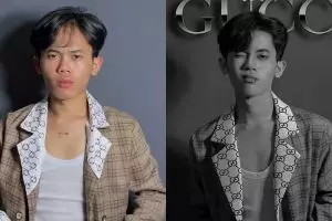  Tak perlu barang mewah, pria ini ubah kertas kado jadi outfit Gucci, transformasinya bak top model
