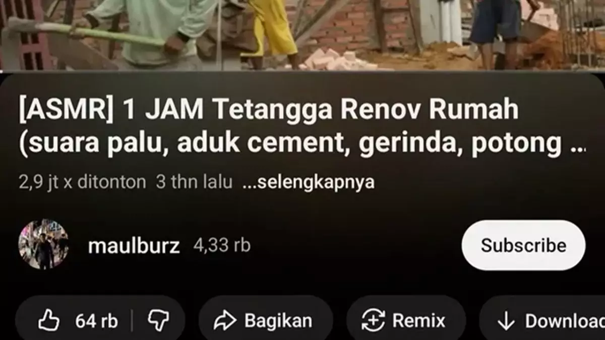11 Rekomendasi video ASMR nyeleneh ini cocok jadi pengantar tidur, ada 1 jam suara renov rumah