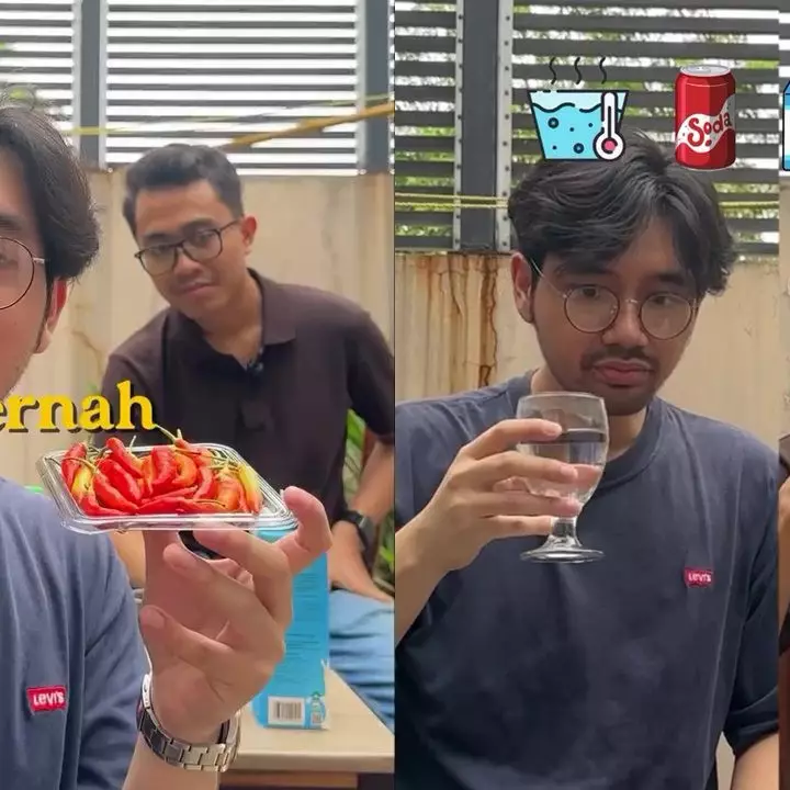 Pria ini uji coba 3 minuman mana tercepat hilangkan pedas di lidah, ada yang berhasil dalam 12 detik