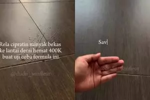 Kesat tanpa sabun, ini cara hemat bersihkan lantai licin berminyak pakai rebusan 1 ampas dapur