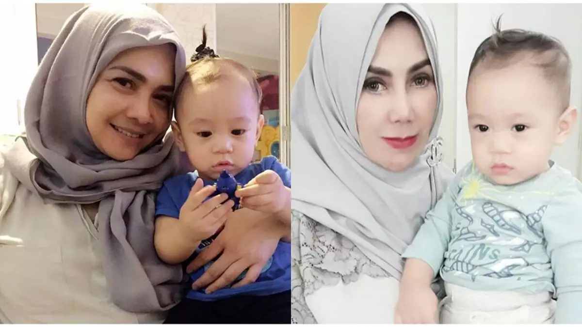 10 Beda gaya Rieta Amilia dan Amy Qanita saat momong Rafathar sedari kecil