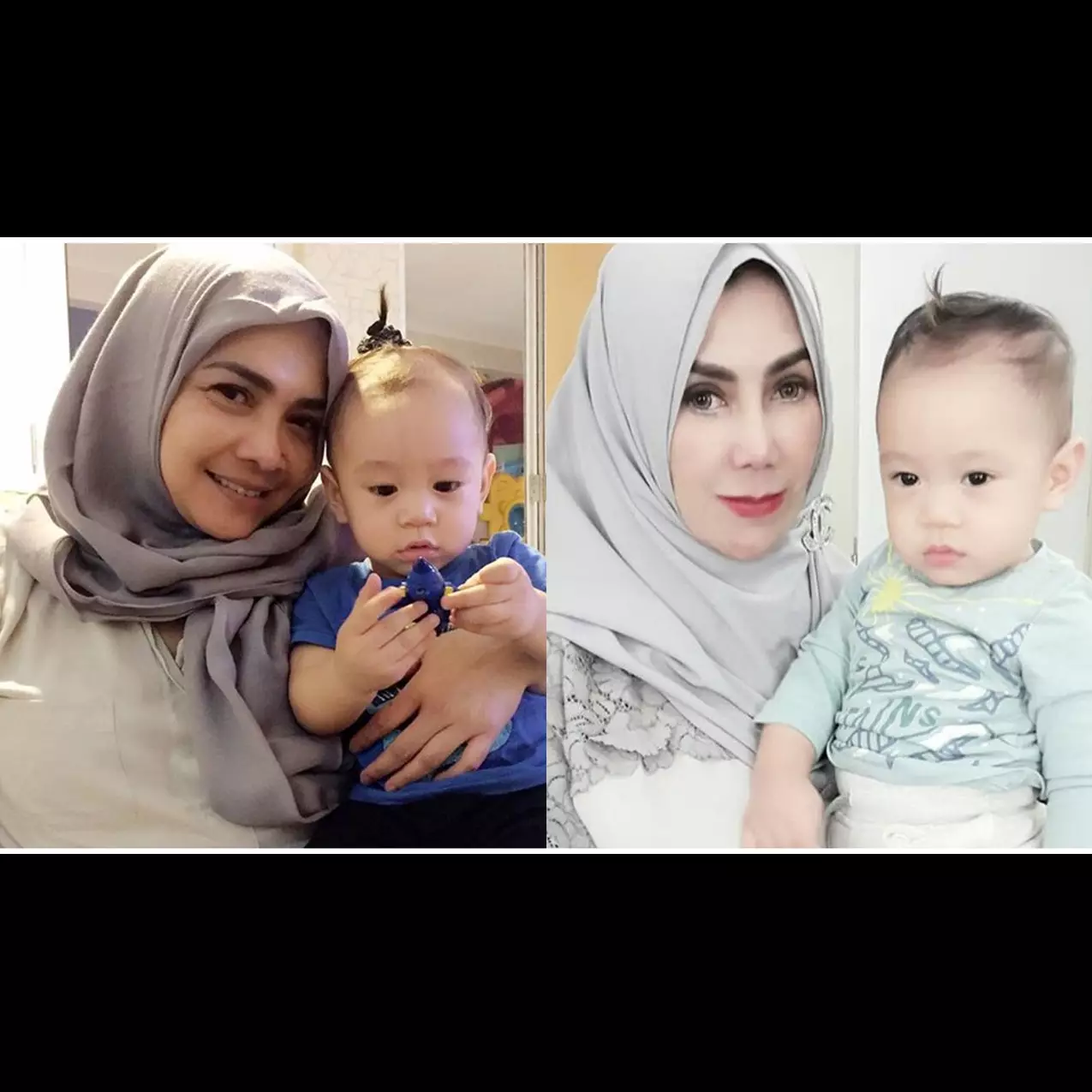 10 Beda gaya Rieta Amilia dan Amy Qanita saat momong Rafathar sedari kecil