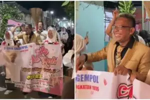 Teman seangkatan menikah di usia 45 tahun, alumni datang dengan cosplay seragam masa SMP bikin ngakak