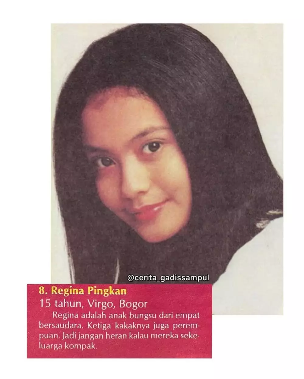 Regina Pingkan Gadis Sampul 1995 © 2025 brilio.net Regina Pingkan Gadis Sampul 1995 © 2025 brilio.net