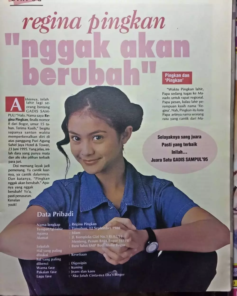 Regina Pingkan Gadis Sampul 1995 © 2025 brilio.net Regina Pingkan Gadis Sampul 1995 © 2025 brilio.net