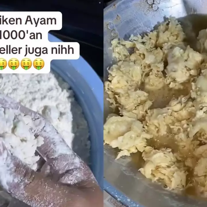 Momen pedagang spill cara bikin ayam goreng yang dijual Rp1.000, potongan dagingnya bikin ngelus dada